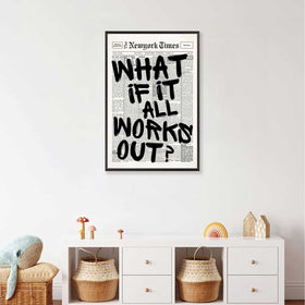 Drimiler retro newspaper style print suitable for dorm or office decor.