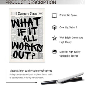 Drimiler What If It All Works Out canvas poster brightens bedrooms with hopeful, modern vibes.