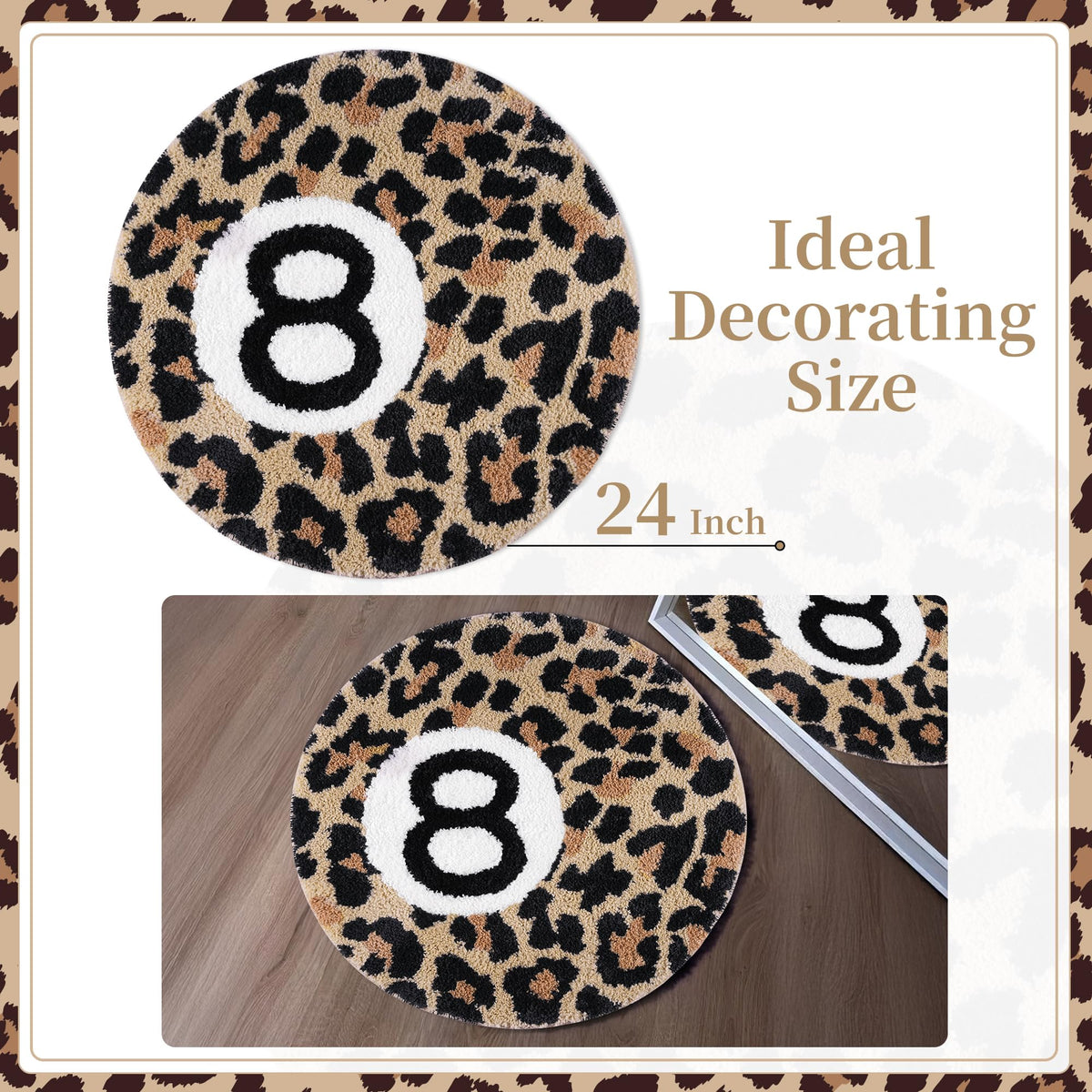 Dripykiaa cheetah-pattern rug round helps small spaces feel defined