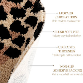 Dripykiaa cheetah-pattern rug velvety texture enhances cozy reading corners