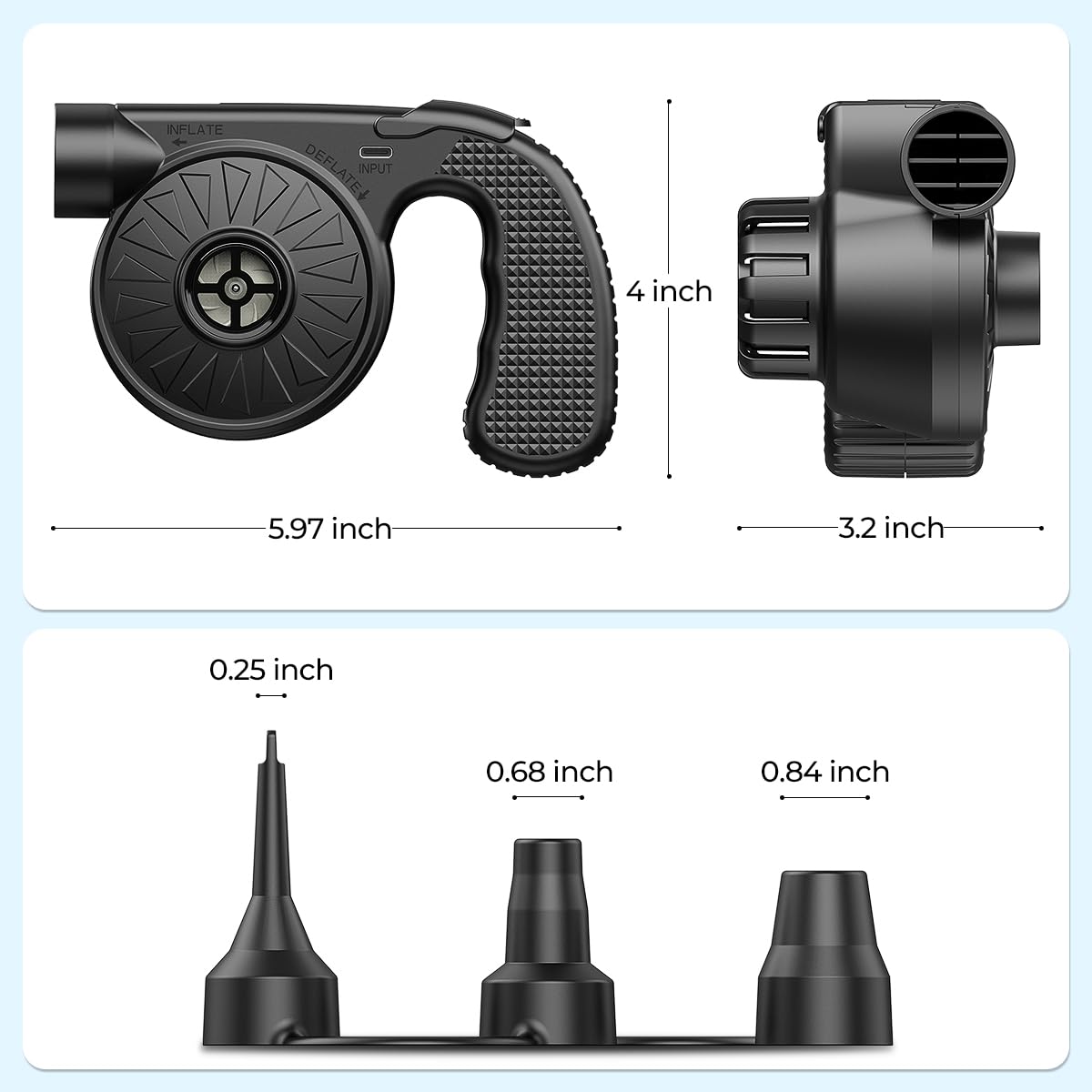 Compact Dr.meter air pump stored in a bag for on-the-go use