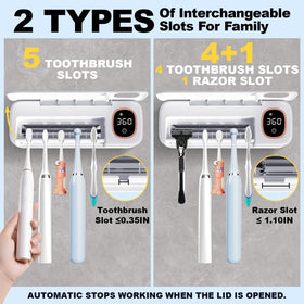DRMXBU LED screen on toothbrush sanitizer for quick status checks.