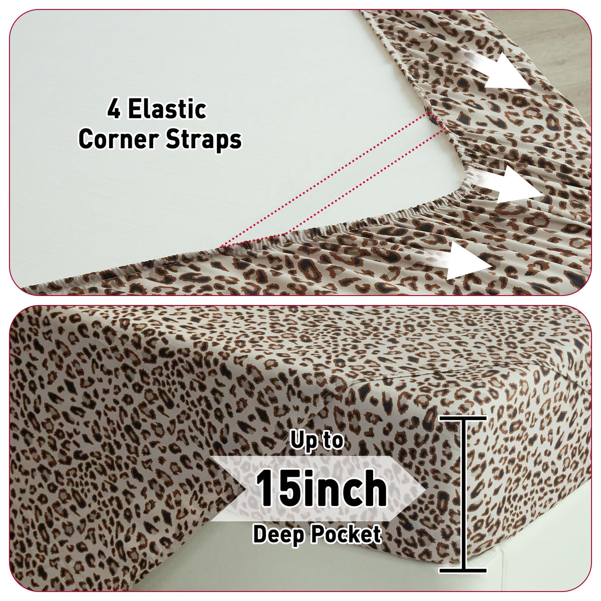 Drozeeo bed setup featuring the leopard print bedding