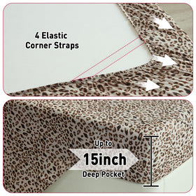 Drozeeo bed setup featuring the leopard print bedding