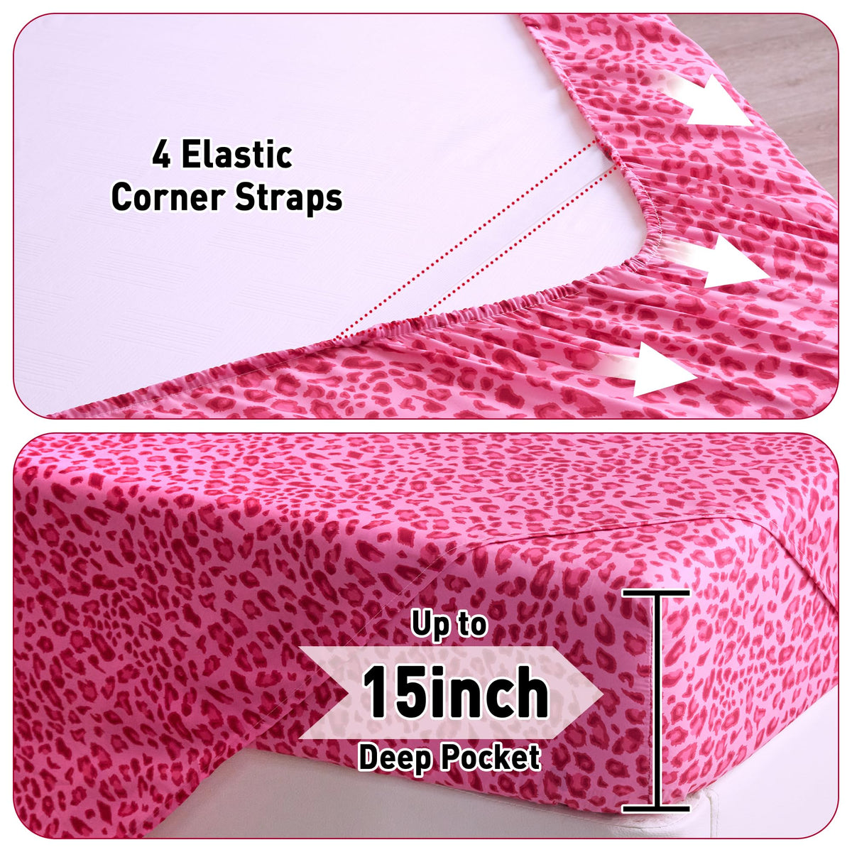 Drozeeo hot pink cheetah print bedding adds bold style and quick-drying convenience.