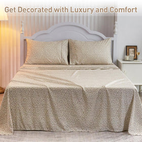 Drozeeo queen leopard fitted sheet with elastic corner straps on mattress