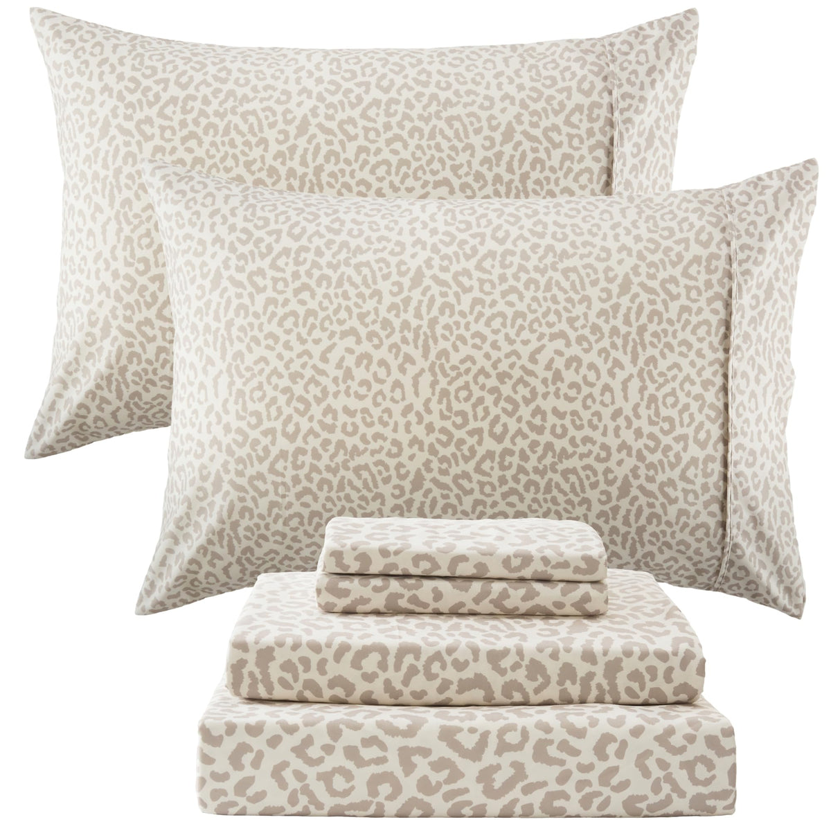 Drozeeo queen leopard flat sheet on bed adds chic beige decor