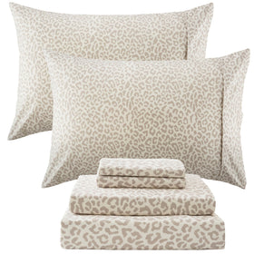 Drozeeo queen leopard flat sheet on bed adds chic beige decor