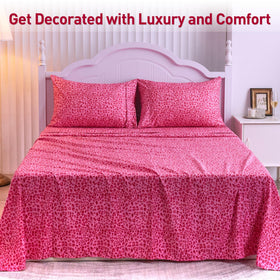 Drozeeo queen leopard sheets in a bedroom decor setting for vibrant style and easy care.