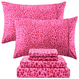 Drozeeo queen leopard sheets closeup highlights breathable microfiber comfort.