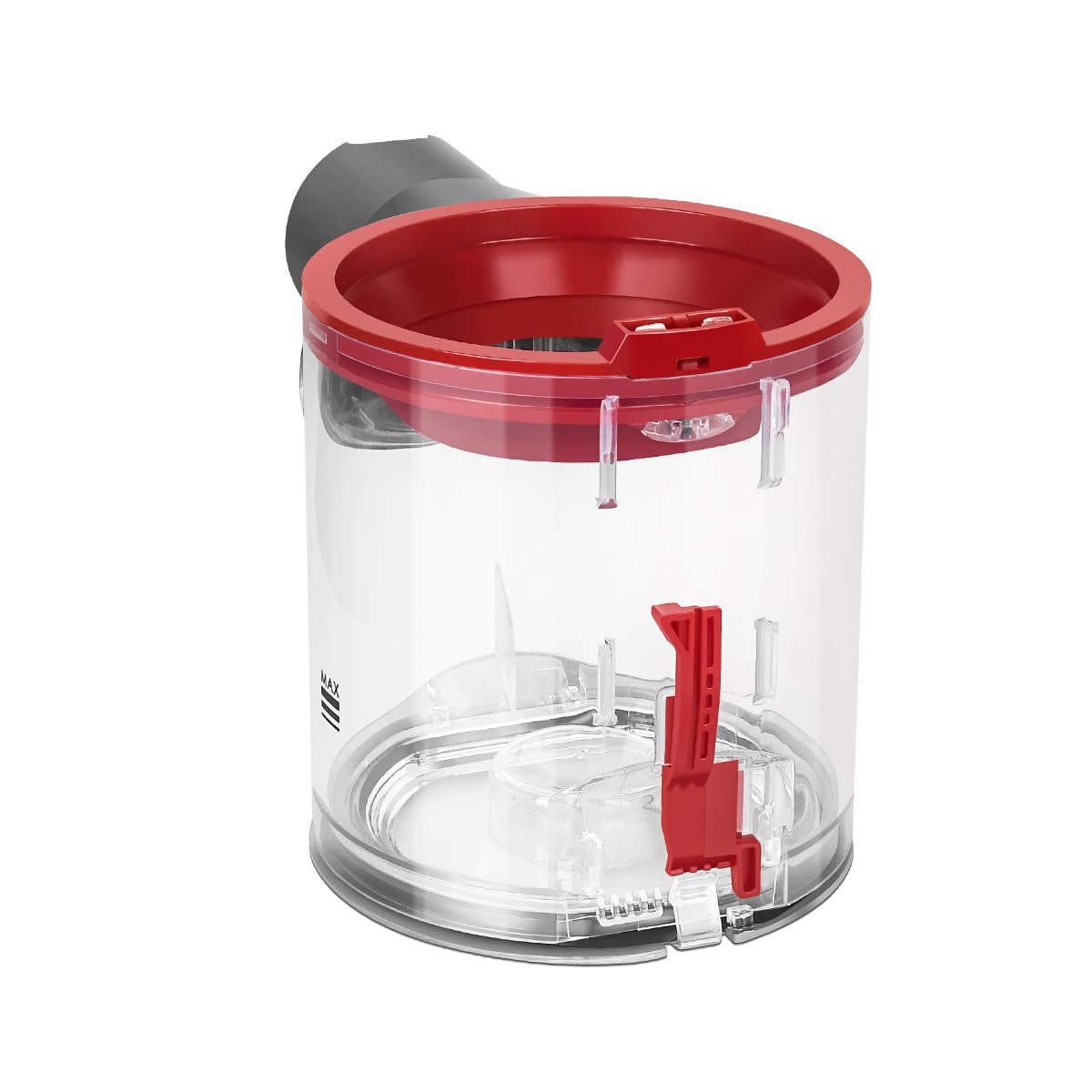 Clear bin in use during a cleaning session with Dyson V7/V8