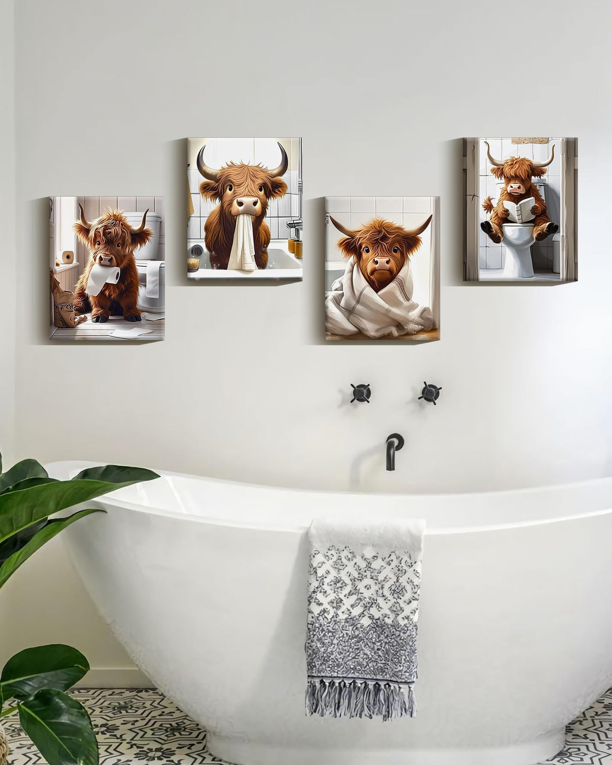 Drsoum Highland Cow framed print is easy to hang with a hook