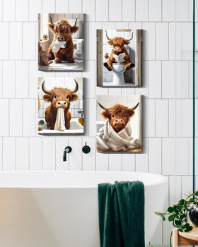 Drsoum Highland Cow bathroom art makes a thoughtful gift