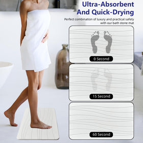 Drvykkn stone bath mat non-slip texture in bathroom scene promotes confident footing.