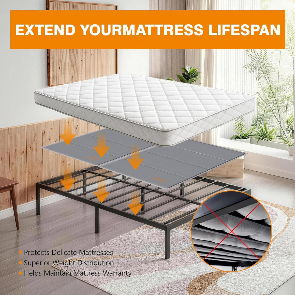 Drwwi Bunkie Board King 10mm with anti-slip base for stability.