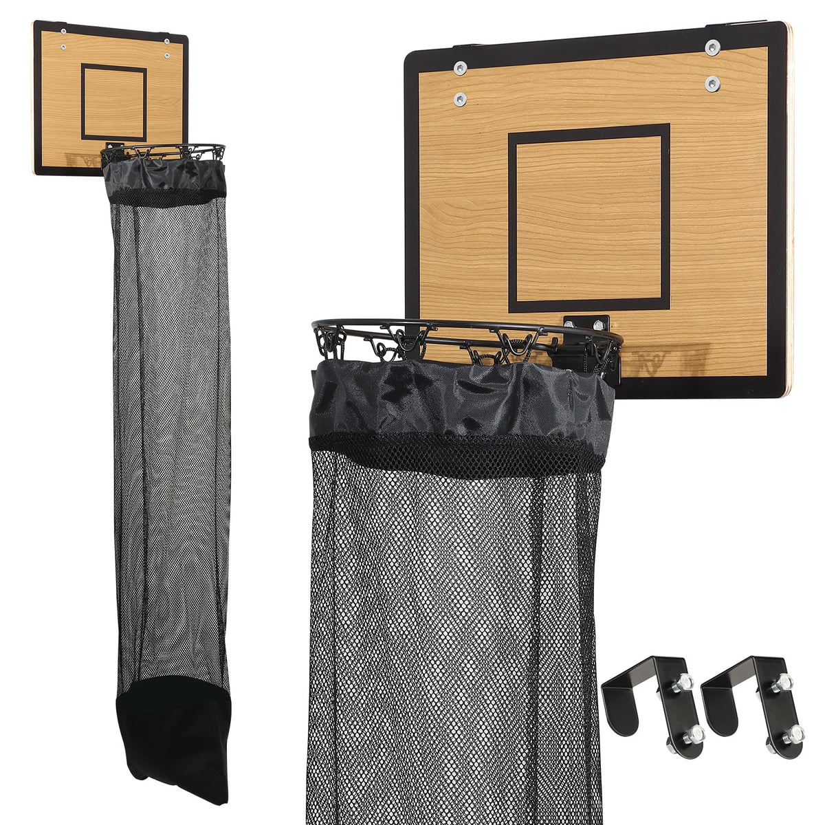 DRXX FEXE over-the-door basketball hoop laundry basket demonstrates compact storage in a doorway