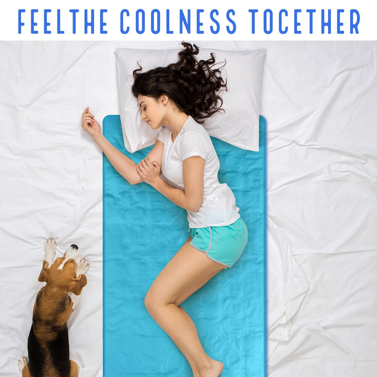 Drydiet Cooling Pad Mat in a bedroom setup for adults and pets.