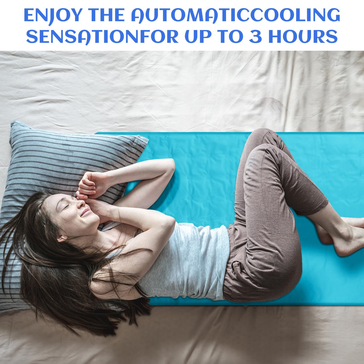 Drydiet Cooling Pad Mat light-blue fabric closeup shows smooth texture and cooling feel.