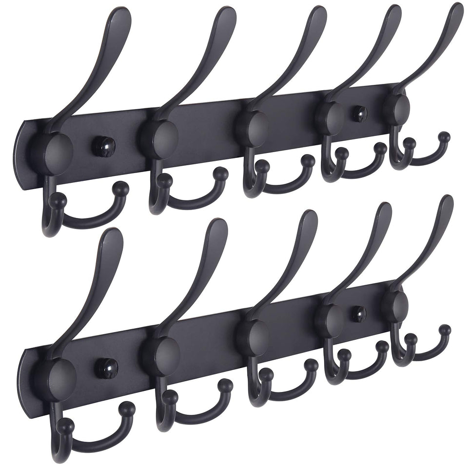 Dseap coat rack wall-mounted with five tri hooks keeps coats organized and accessible.