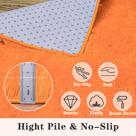Dssimo non-slip orange rug stays in place on wooden floors