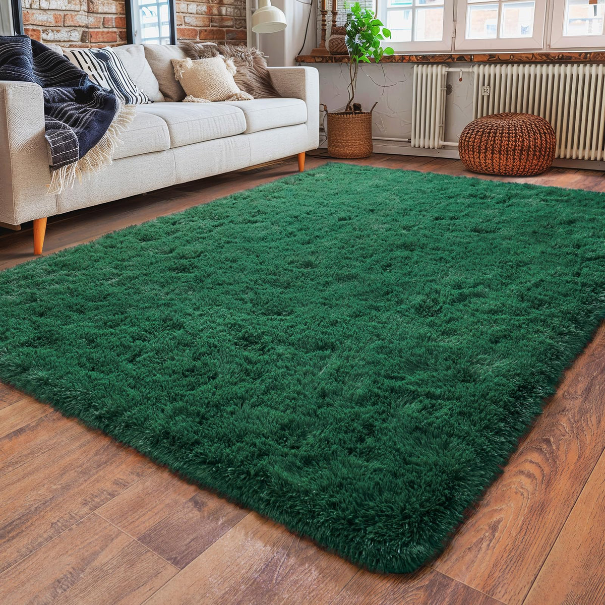 Dssimo shag rug living room 4x6 with plush pile adds cozy warmth.