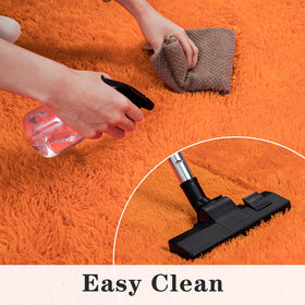 Dssimo warm orange rug creates a cozy vibe for mornings