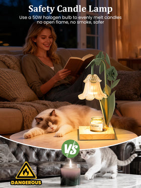 DSYHYL height-adjustable flower warmer highlights lily design and flexible candle fit.