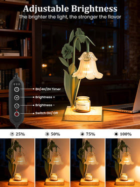DSYHYL lily-valley flower lamp paired with a wood base adds modern elegance.