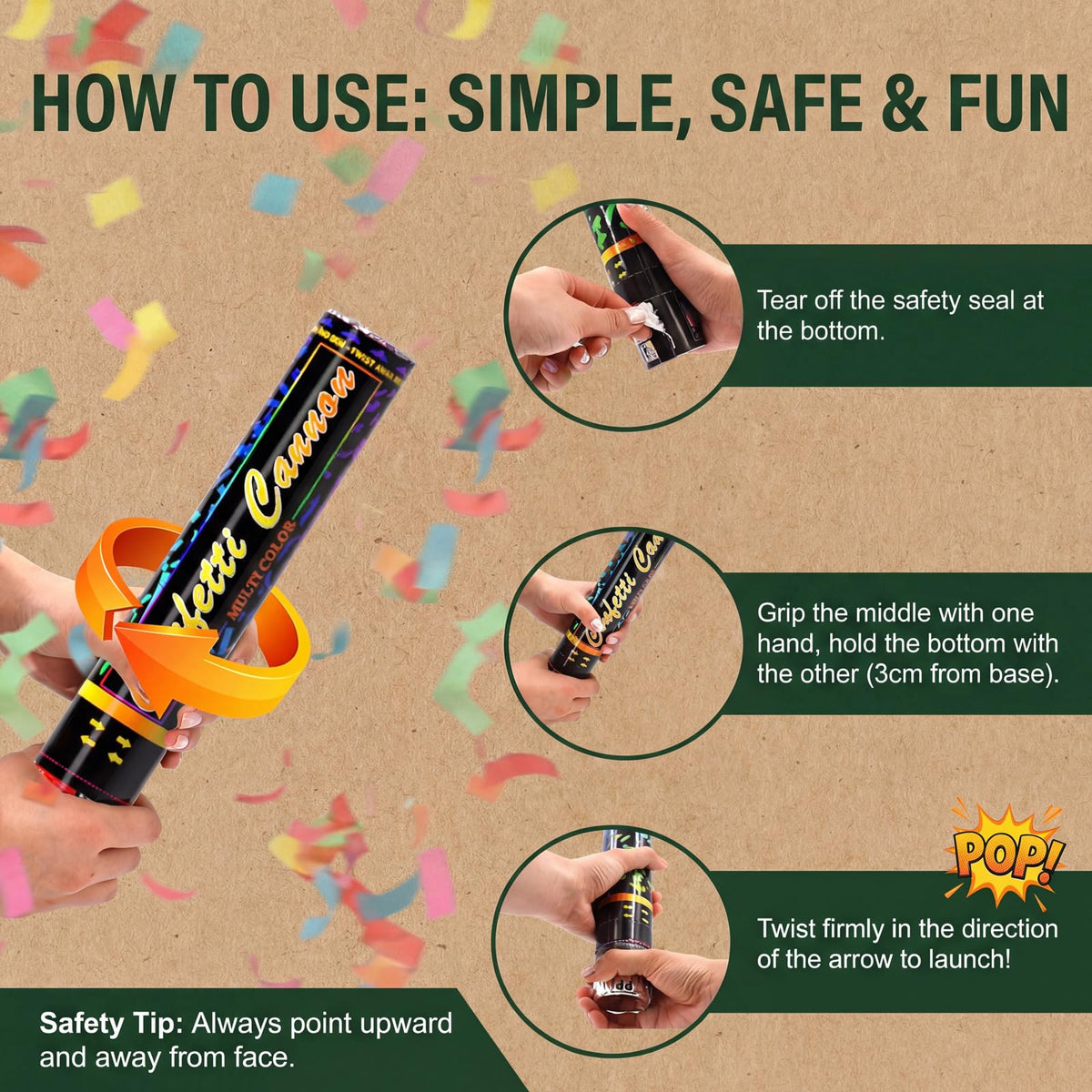 DSYSMIN eco-friendly confetti poppers simplify outdoor cleanup.