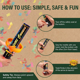 DSYSMIN eco-friendly confetti poppers simplify outdoor cleanup.