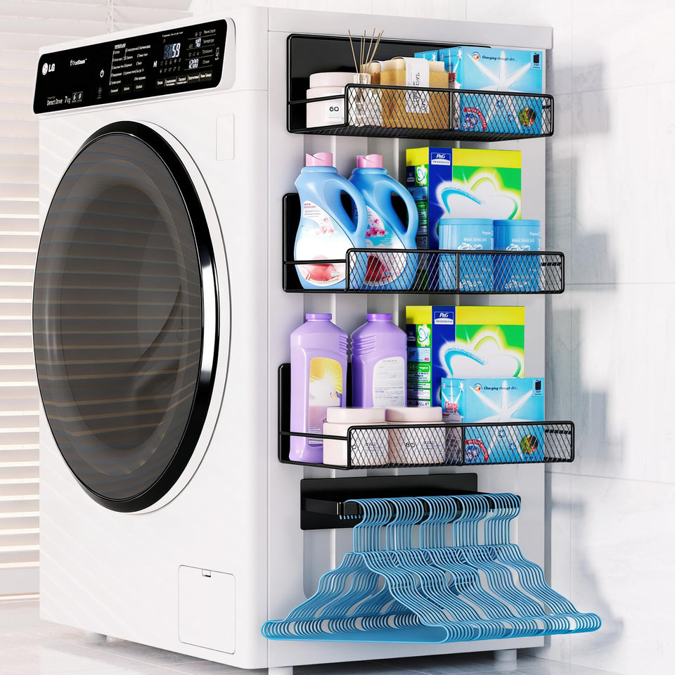 DTUQYX magnetic shelf on washing machine with large basket for clutter-free laundry storage