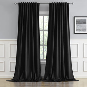 DUALIFE blackout curtains 52x102 panel back tab close-up, showcasing smooth fabric and premium finish.