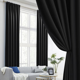 DUALIFE blackout curtains thermal insulated fabric close-up highlighting dense weave and privacy potential.