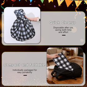Dualshine outdoor party table cover protects from spills during meals.