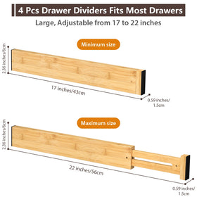 DUCOO adjustable bamboo divider fits 17-22 inches for flexible space