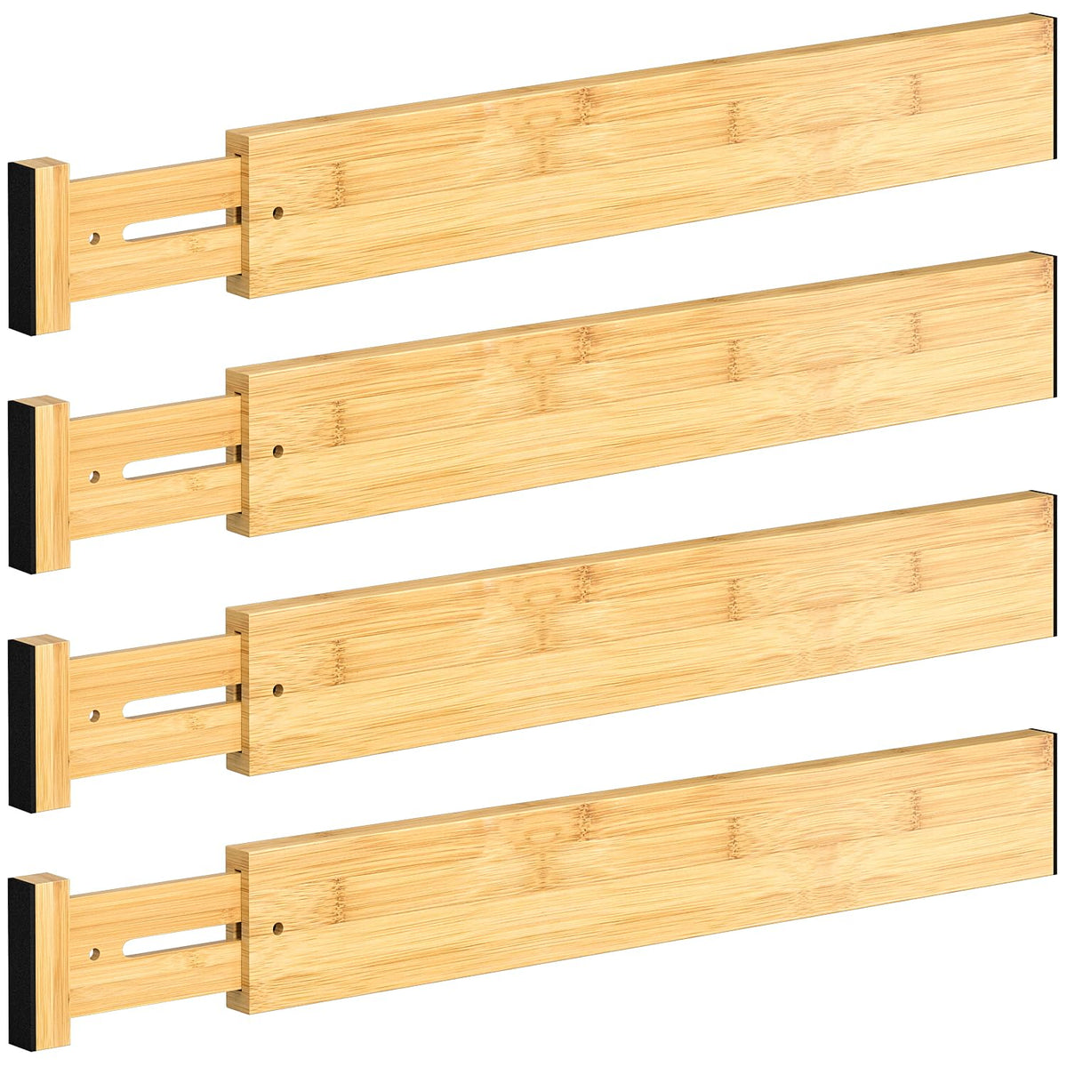 DUCOO bamboo drawer divider 4pcs extendable for organized drawers