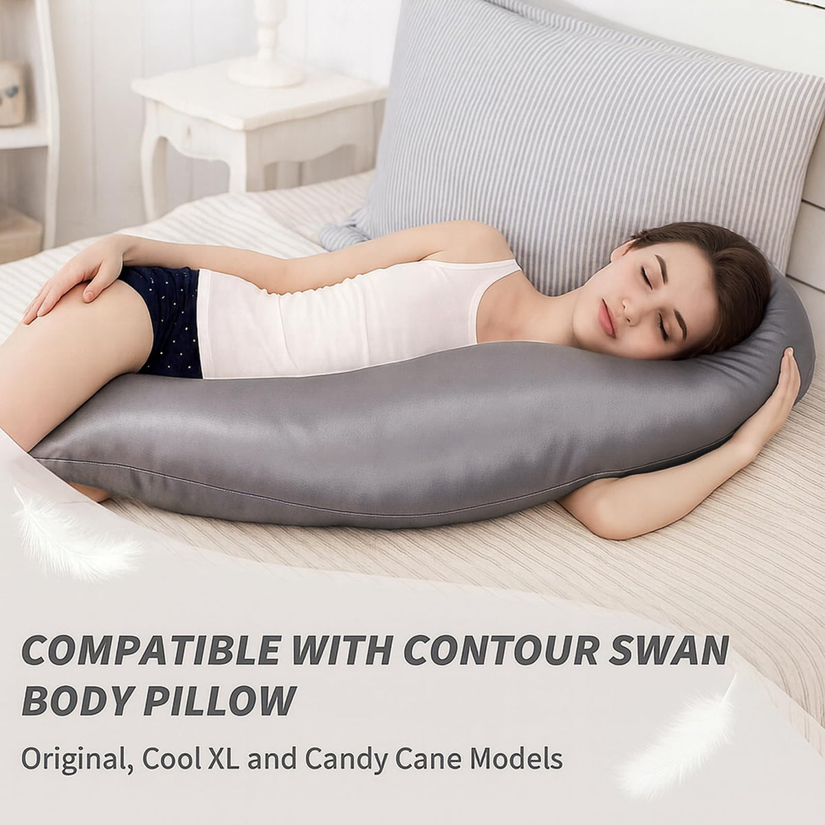 DuduJelly Contour Swan Cool XL pillowcase provides airy feel and plush sleep support.