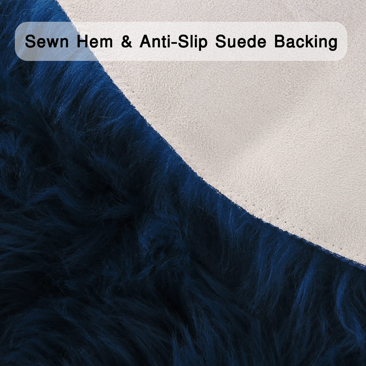 Duduta navy blue fluffy shag rug adds warm texture to bedrooms and lounges.