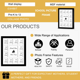 DUENPY wall-mount friendly frame with easy hanging for organized school memories