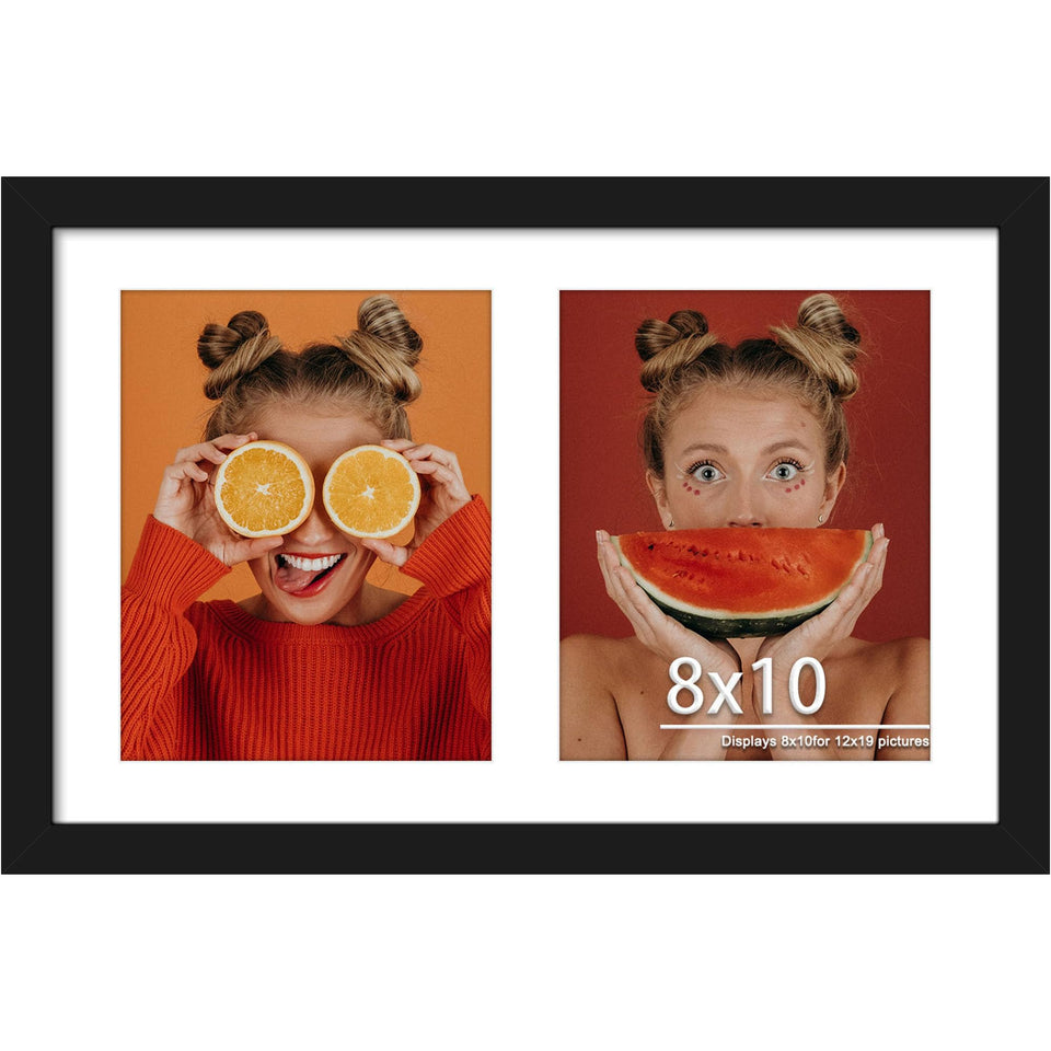 DUENPY 12x19 frame with mat showcases two 8x10 photos for wall display.