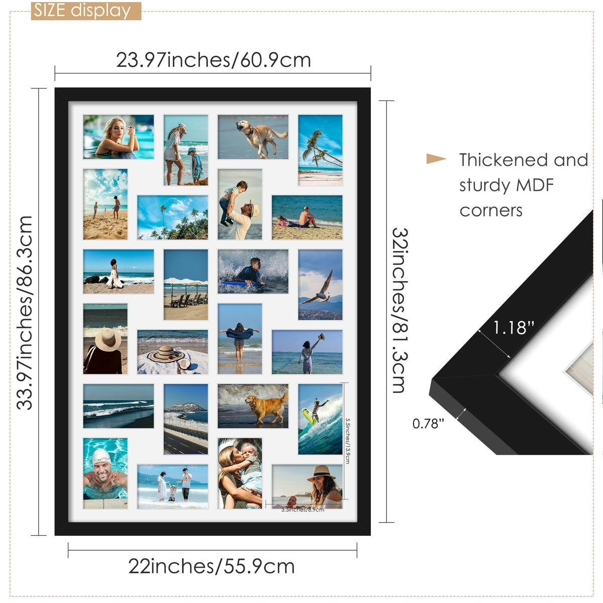 DUENPY collage frame vertical or horizontal mounting fits any room.