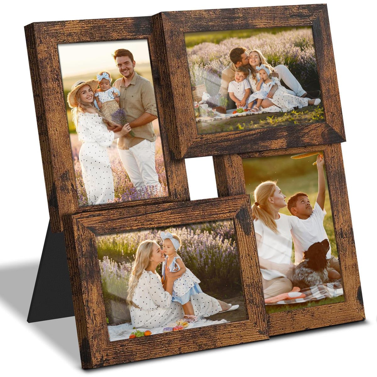 DUENPY 4x6 collage frame front with tempered glass for crisp, clear photo display.