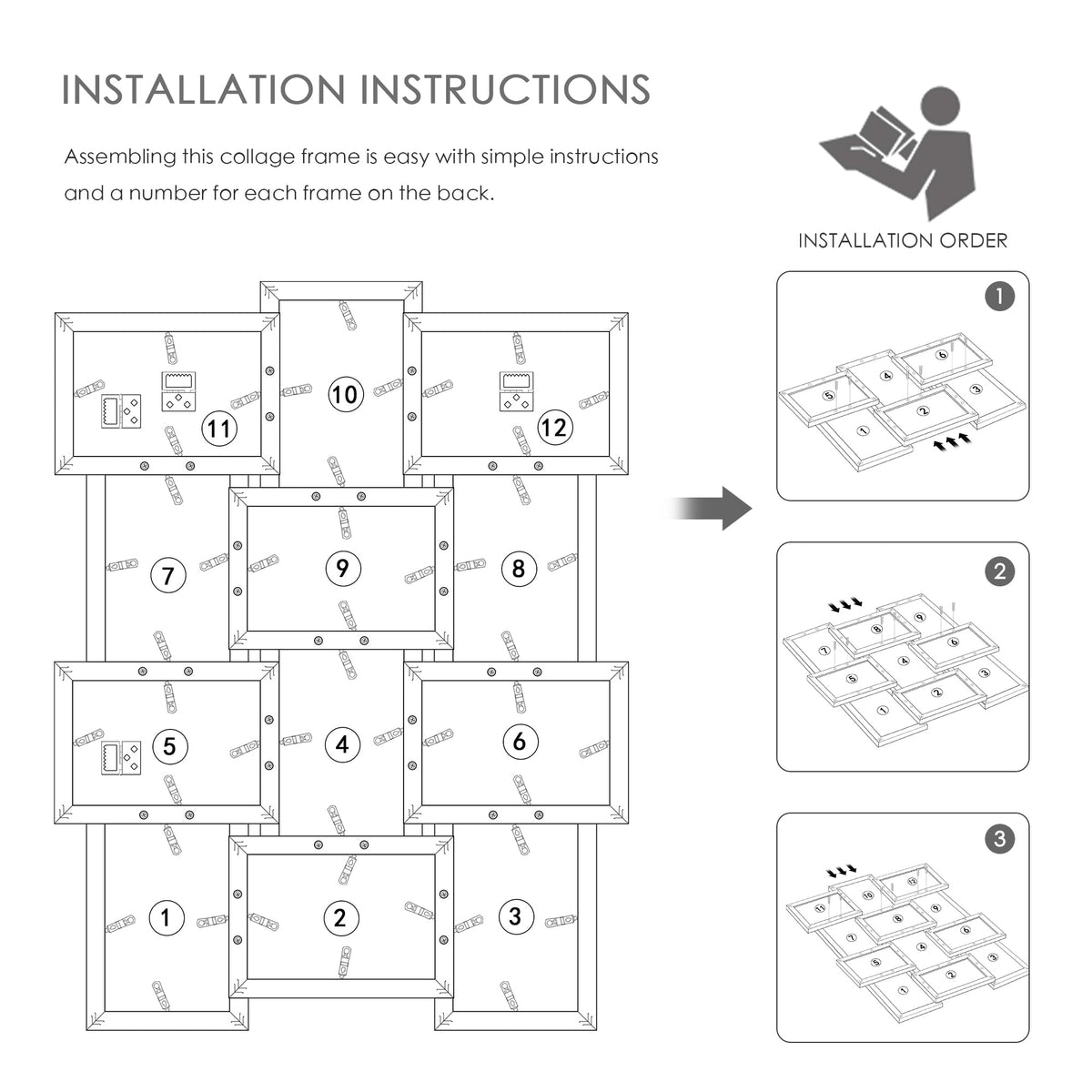 DUENPY packaging content includes screws and manuals for setup.