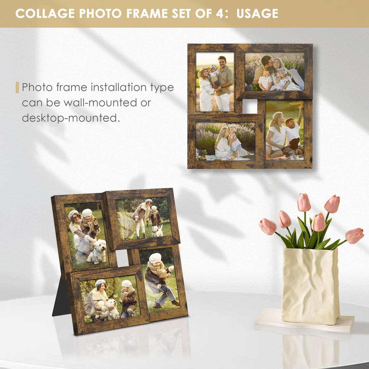 DUENPY tempered glass front highlights four photos with secure, premium framing.