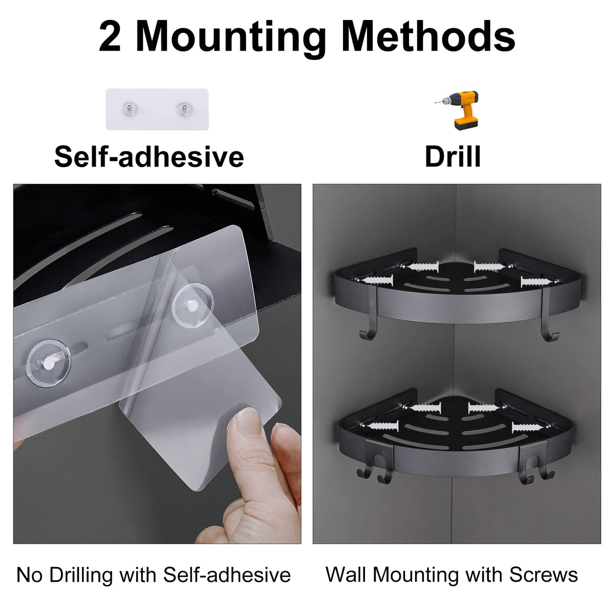 DUFU rustproof aluminum shelves keep items dry after showers.