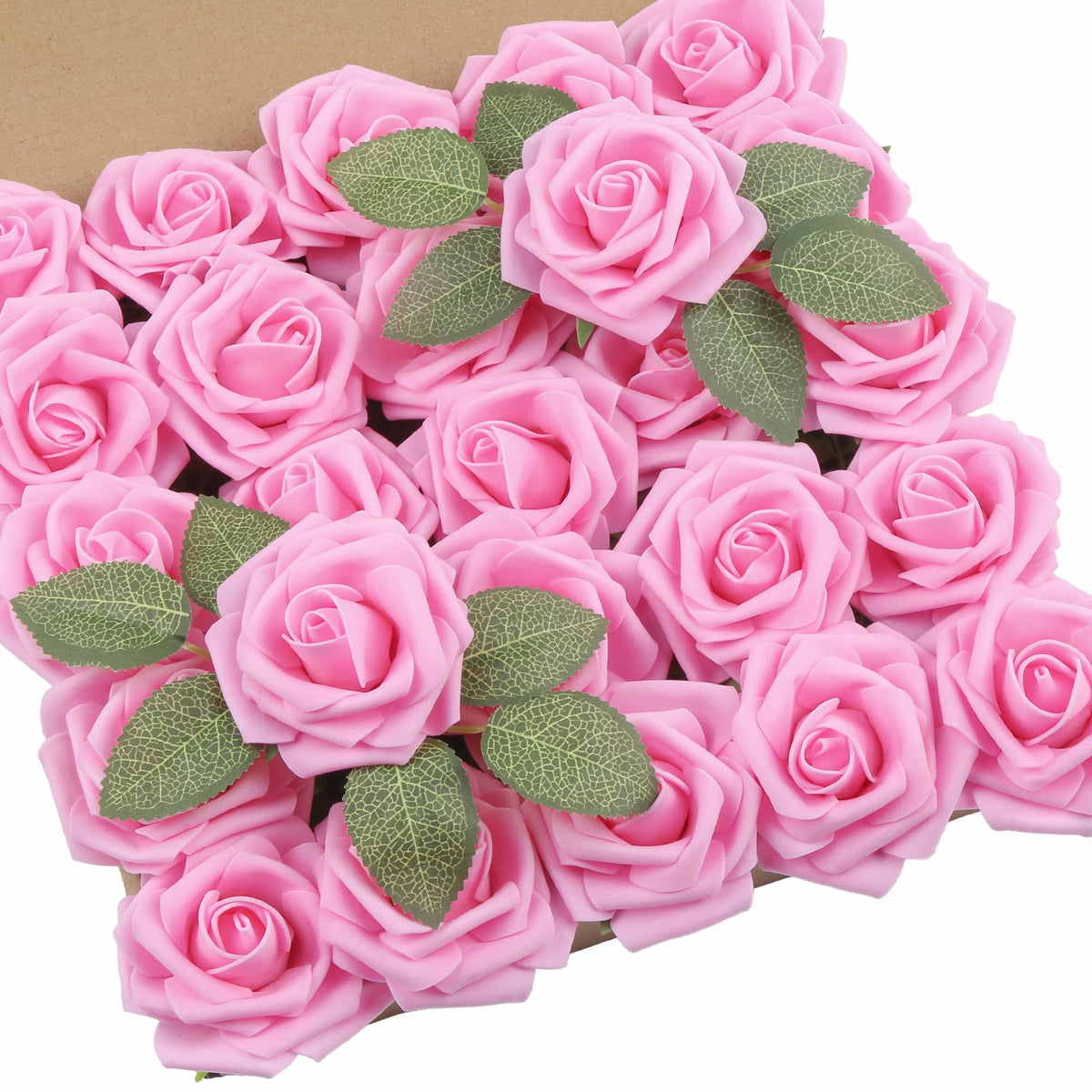DuHouse 50pcs artificial roses rose head close-up with soft foam petals for realistic decor