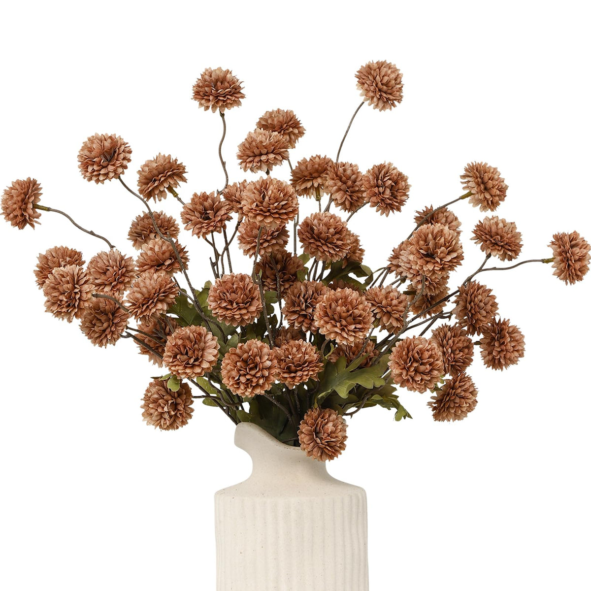 DuHouse artificial silk pom pom mum stems set for elegant centerpieces.