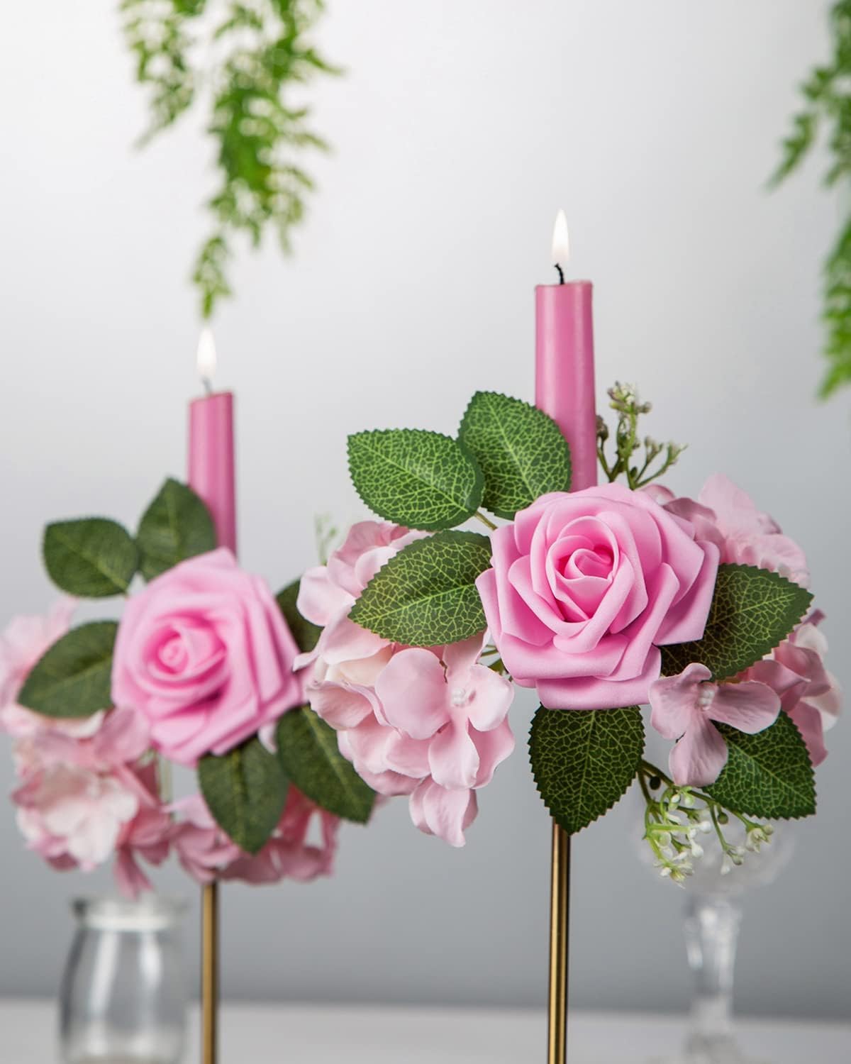 DuHouse artificial roses stems 8in length showing flexible stems for easy arrangement