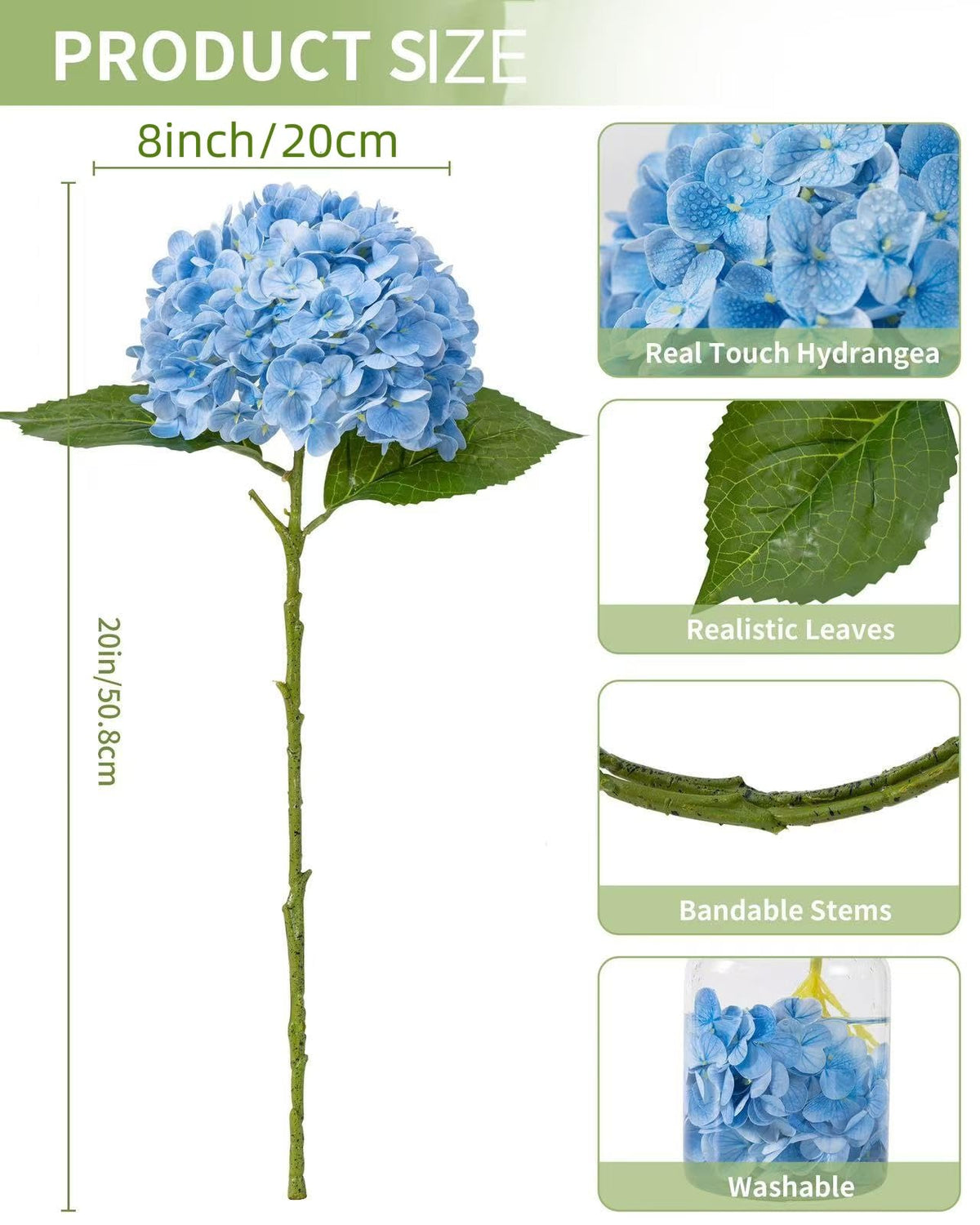 DuHouse blue hydrangea flower head is ideal for seasonal decorating and quick setup.