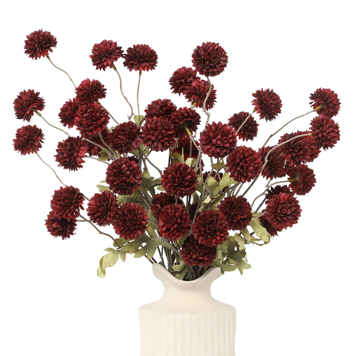 Duhouse burgundy silk pompon mum stems for long lasting centerpieces.